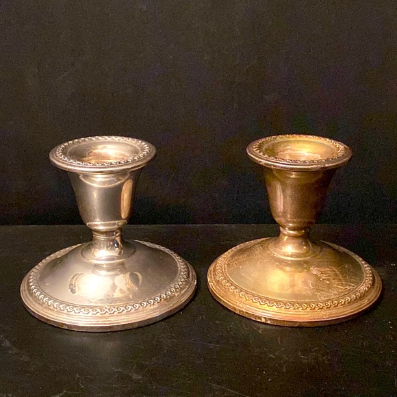 Vintage Rogers STERLING SILVER 3 " Candleholders Candlestick Holders  # 201-15 - Picture 1 of 6
